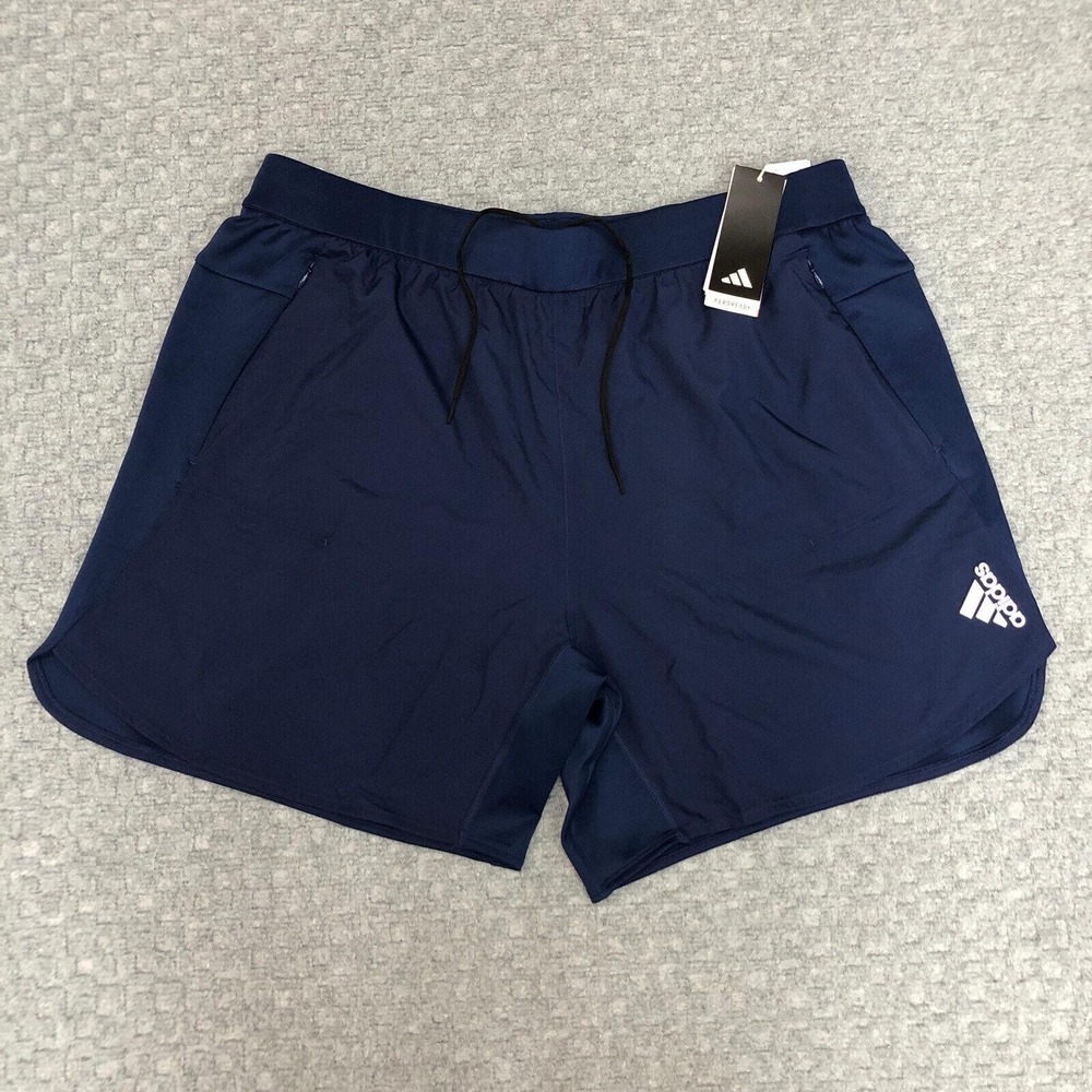 Adidas Training Shorts Mens 2XL Dark Blue AEROREADY D4T Zip Pockets IC2043 Gym